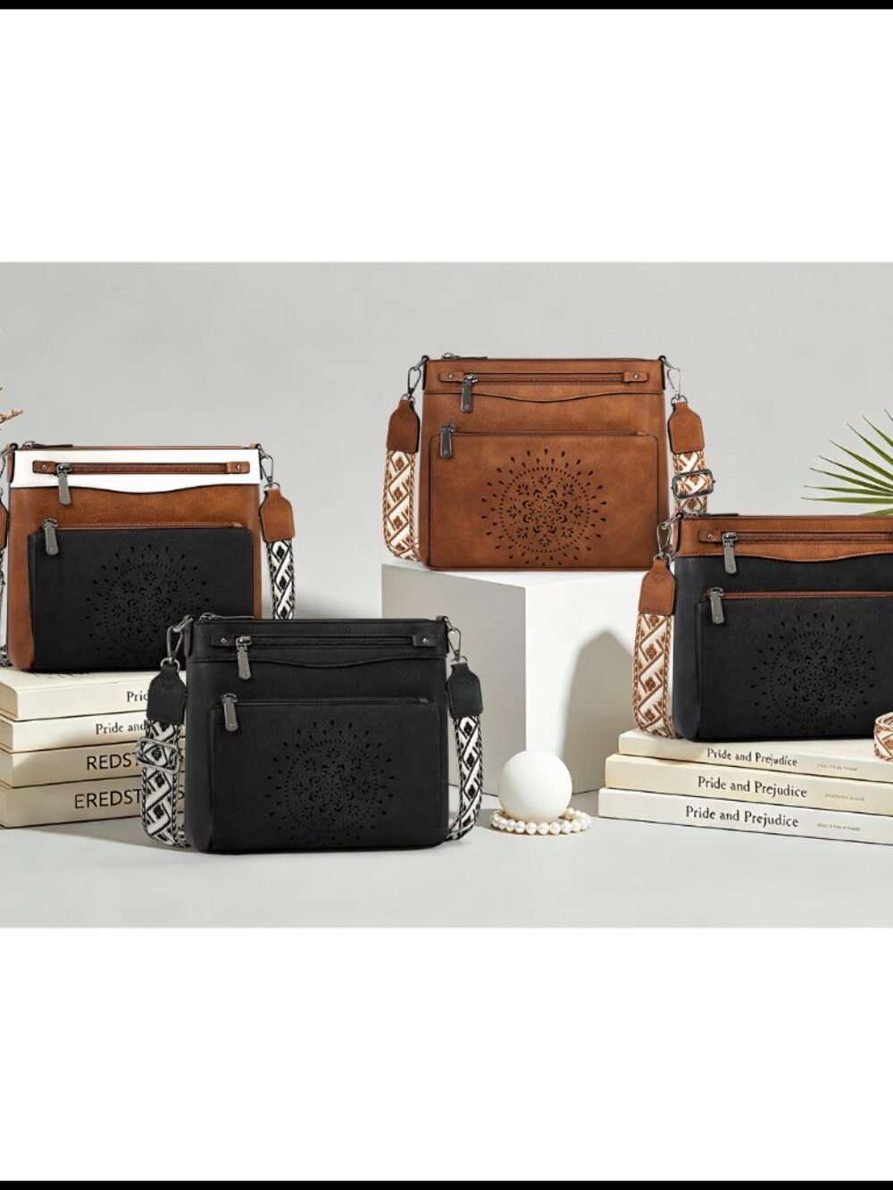 Water-Resistant Crossbody Bag PU Leather with Card Slots Adjustable Strap - Picture 6 of 6